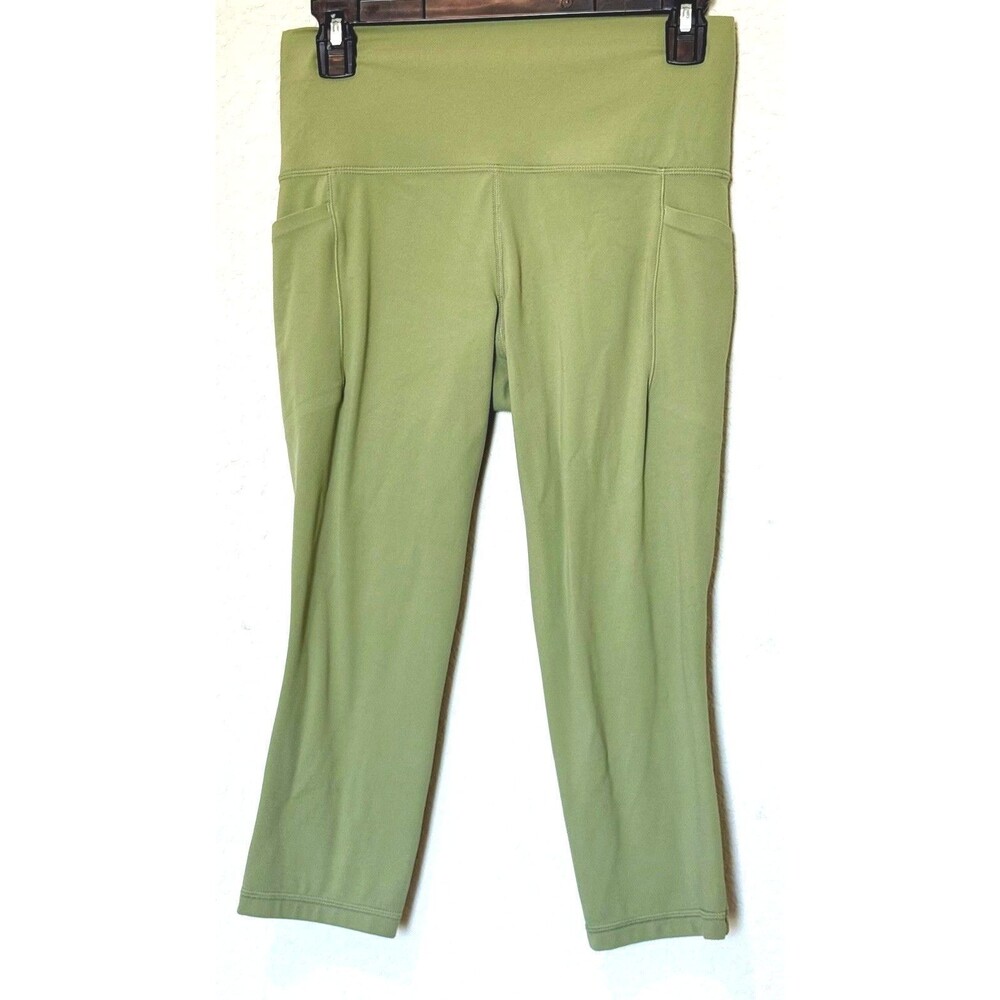 Athleta Salutation Stash Pocket Capri Leggings Green Size M High Rise